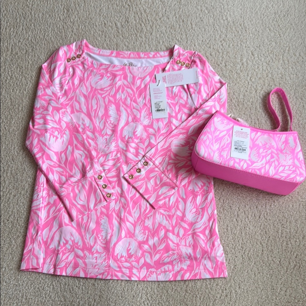 Lilly Pulitzer Vibrant Pink Floral Top and matching bag